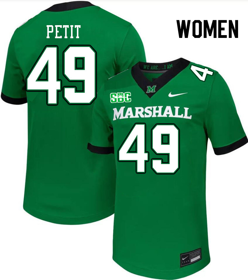 Women #49 Drew Petit Marshall Thundering Herd SBC Conference College Football Jerseys Stitched-Green